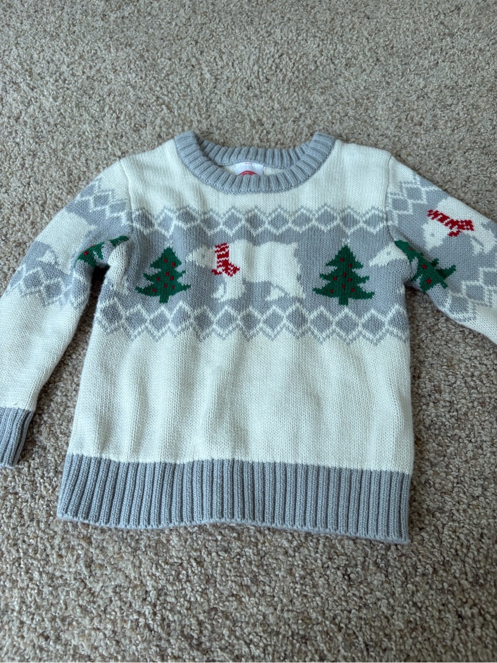 Holiday Time Christmas Sweater Boys 2T White Long Sleeve Sweater